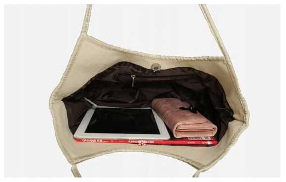 Duża torba letnia apaszka beżowa ażurowa plażowa lato wiosna