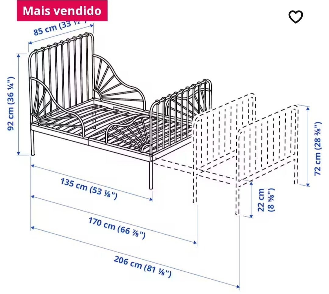 Cama extensível preta