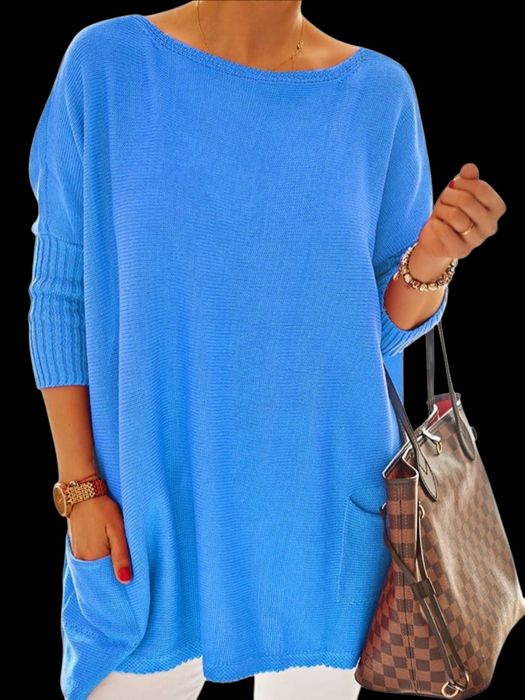 NOBIS sweter Hera oversize niebieski z kieszonkami 149 zł idealny