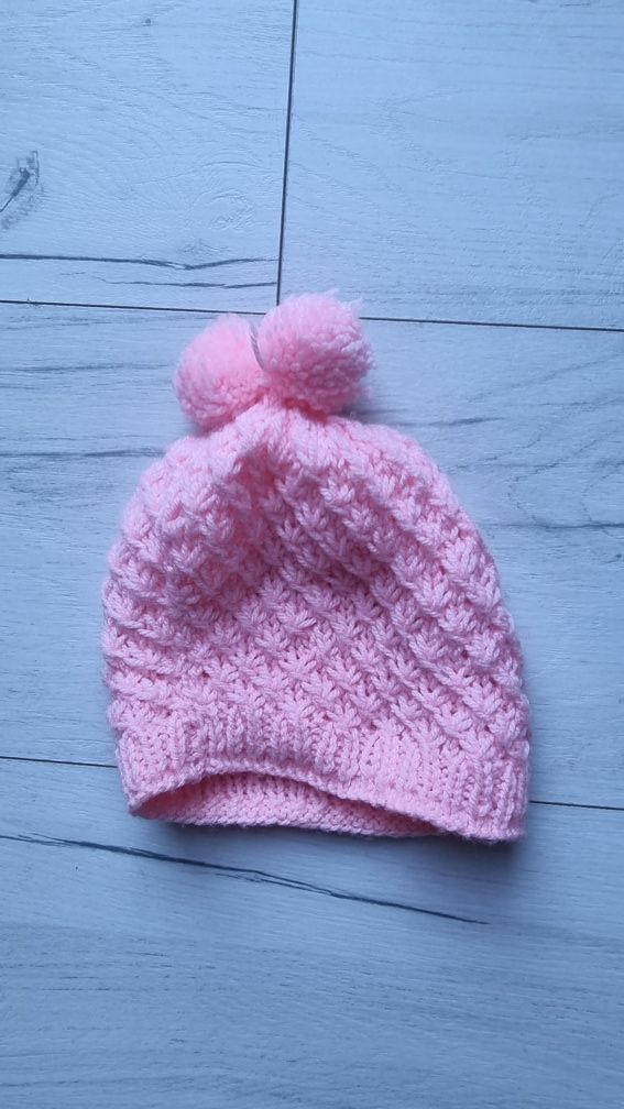 Zimowa różowa czapka niemowlęca