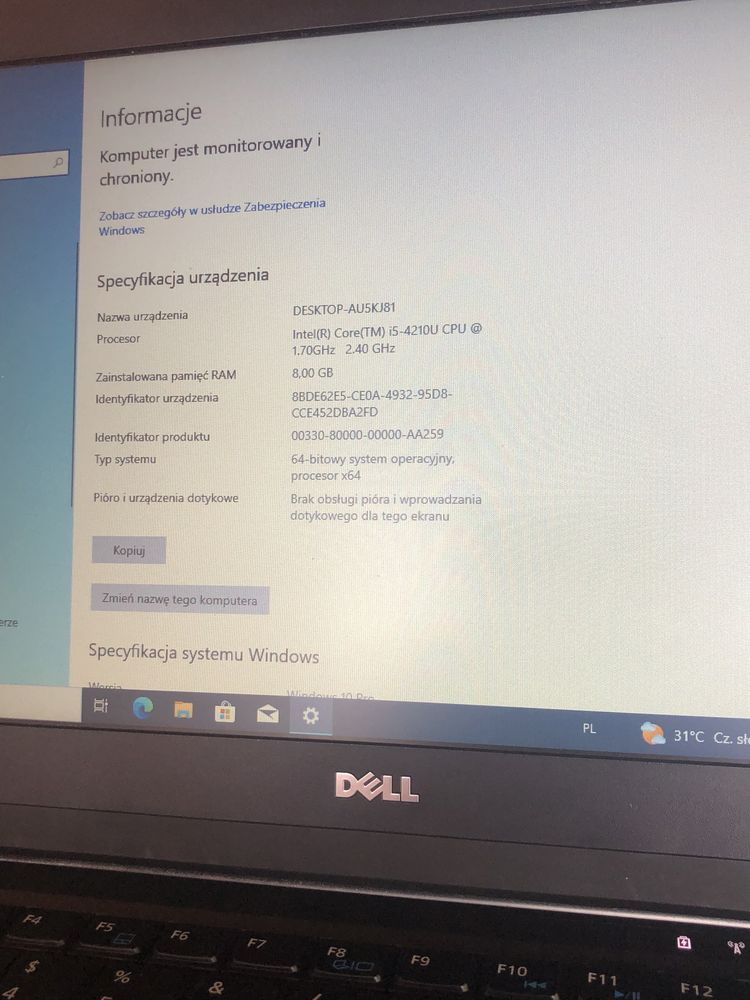 Dell Latitude E7240 laptop, brak ładowarki
