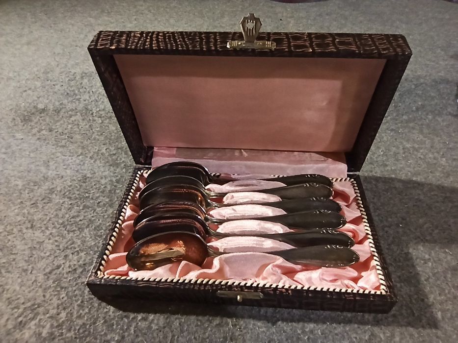 Sztućce, Łyżeczki Posrebrzane FIilefa 90 w Etui