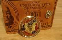 Portfel ze skóry ekologicznej USD oraz moneta medal USA + upominek