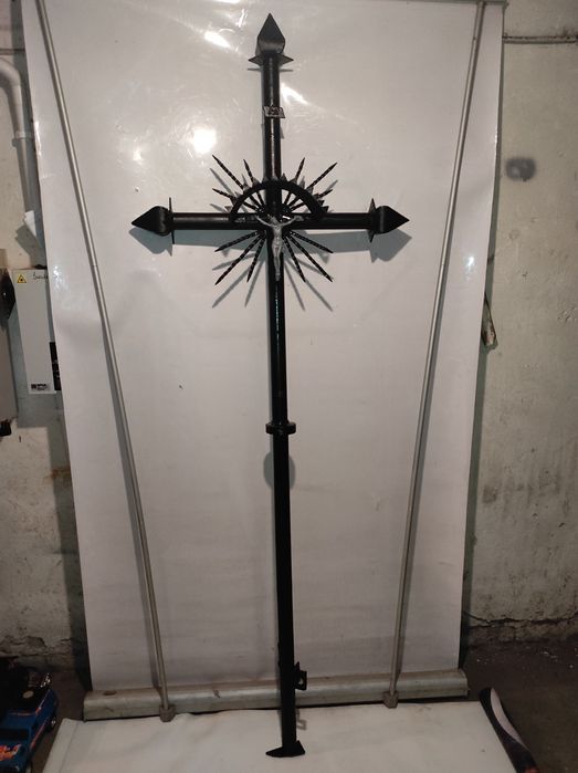Stary Metalowy Masywny KRZYŻ (na cmentarz) - 2 m wysokości !!