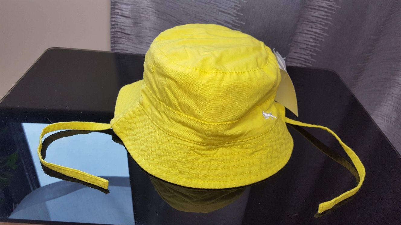 H&M żółty kapelusik z wiązaniem czapka 86 nowa 12-18 miesiące