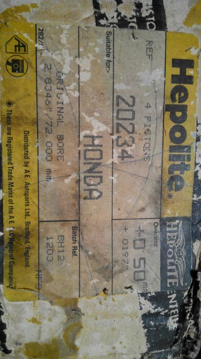 поршня Honda Civic 1200 Eb2 20234 1973-77