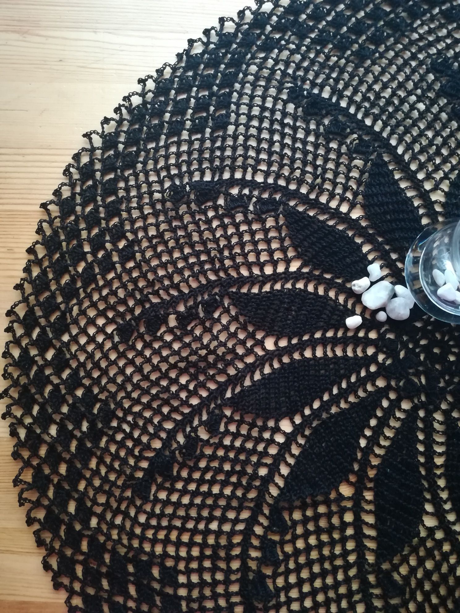 Serwetka szydełkowa 55 cm czarna - serwetka na szydełku - prezent
