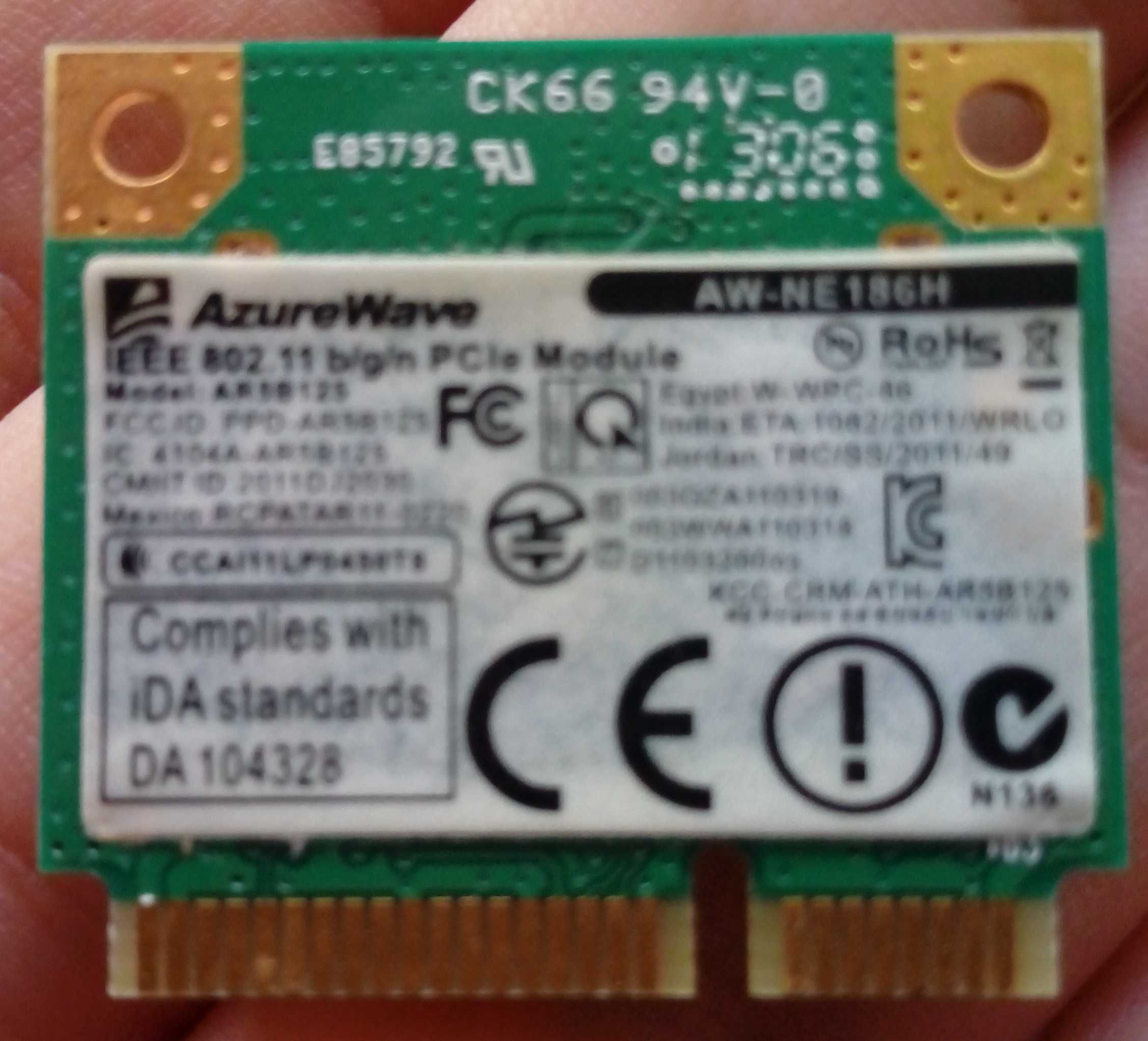 Placa wireless AzureWave AR5B125 B/G/N PCIe module