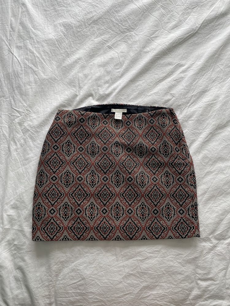 Spódnica mini H&M krótka spódniczka miniówka print etno vintage