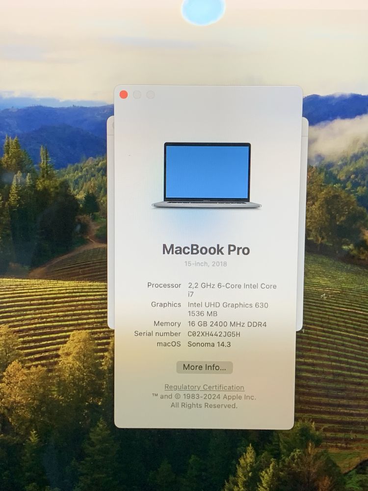 Macbook Pro 15 de 2019 i7 16Gb Ram 256Gb ssd