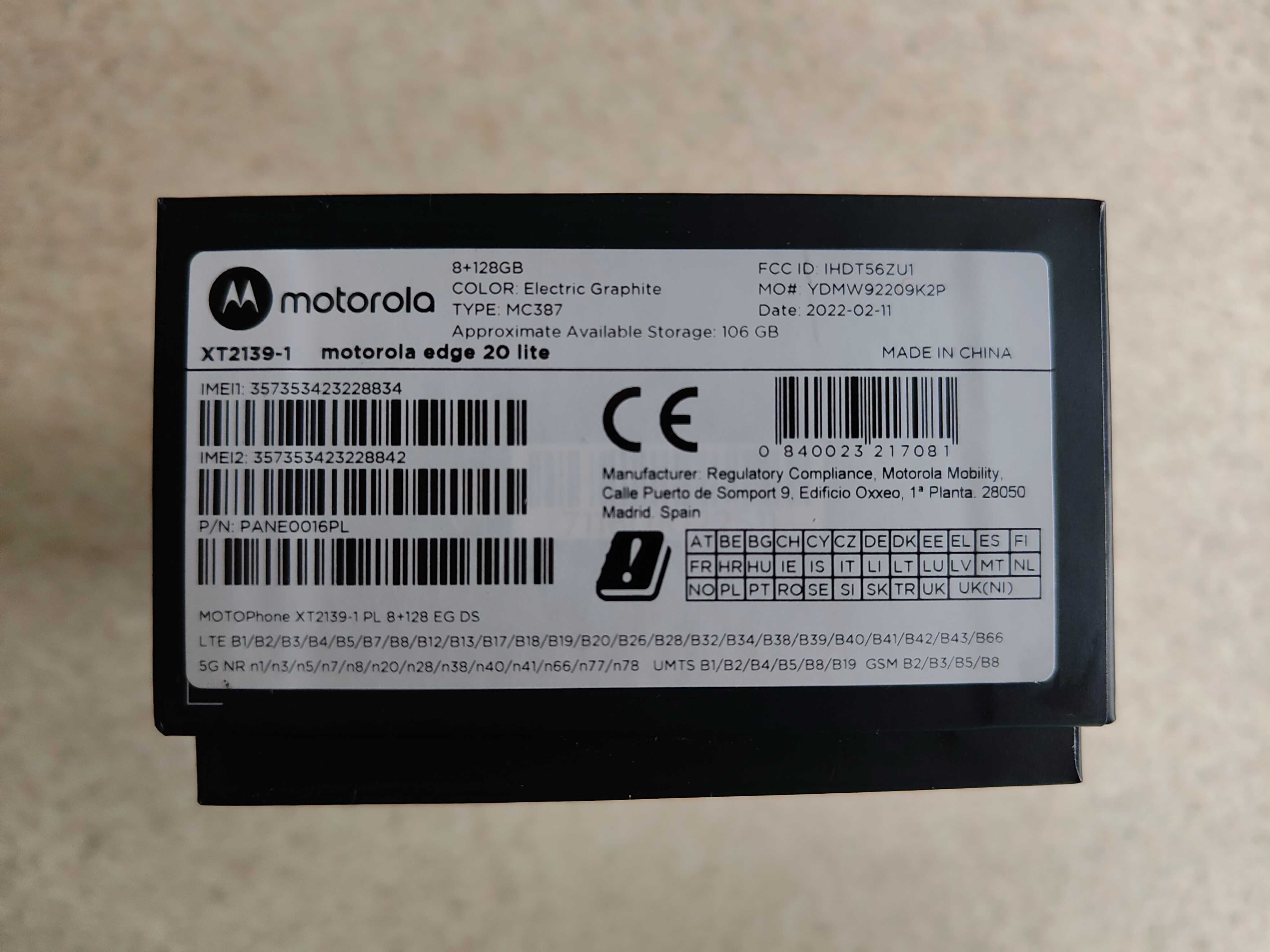 Motorola edge 20 lite 5G 8/128Gb Electric Graphite 90Hz. Гарантія