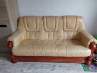 Sofa skóra dwuosobowa, fotel, rogówka