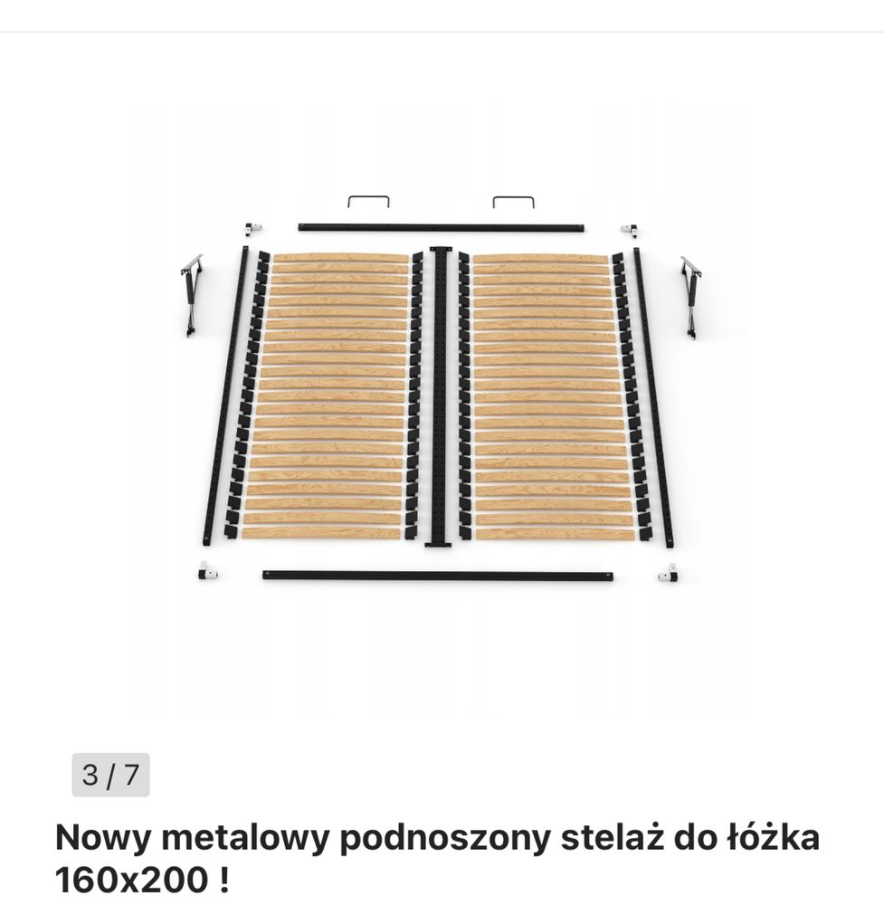 Nowy metalowy podnoszony stelaż do łóżka 160x200