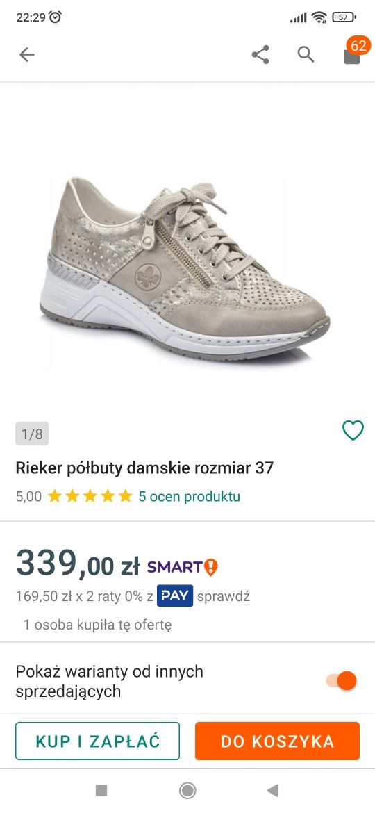 Buty skórzane sneakersy damskie Rieker, 37