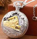 Relógio de bolso Fashion Vintage Gold Train