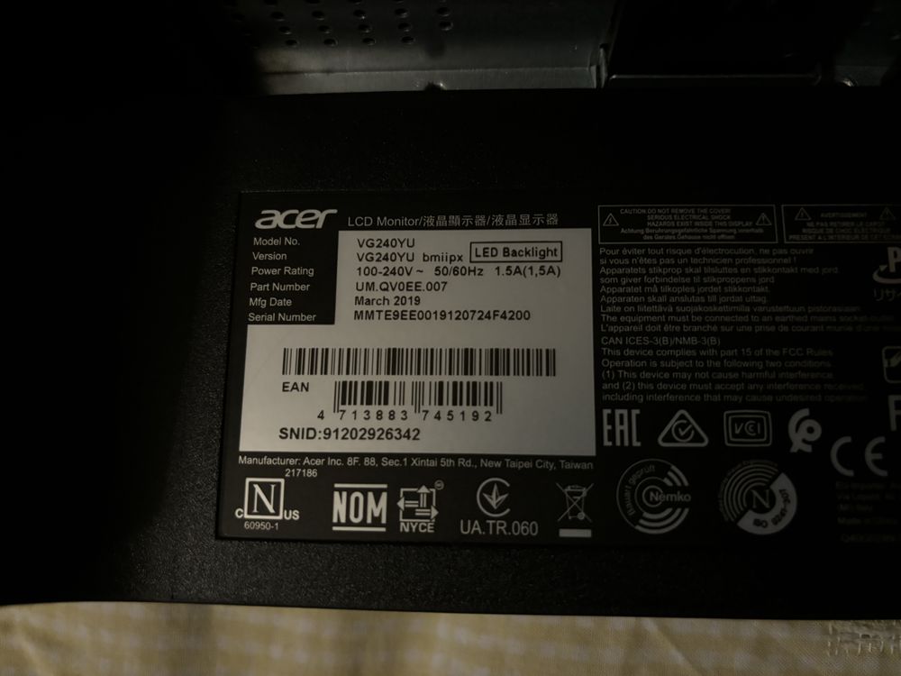Monitor Acer VG240YU 1440p