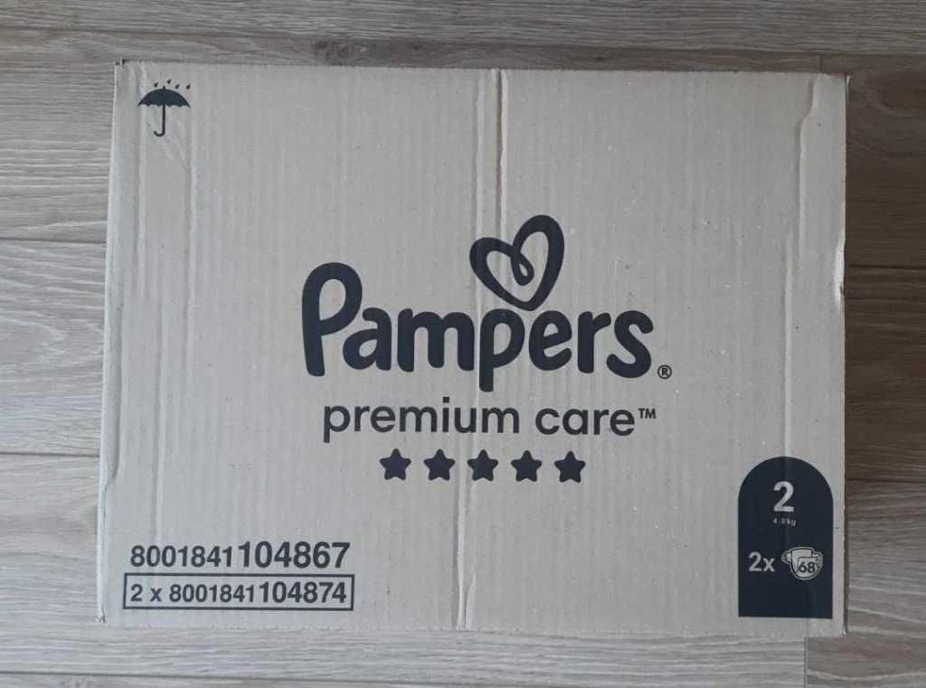 Zestaw 2w1 PIELUCHY PAMPERS 2 Premium CARE 2x68szt