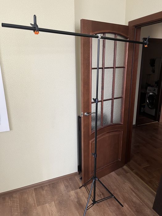 Комплект ПВХ фон черный, держатель фона стойка