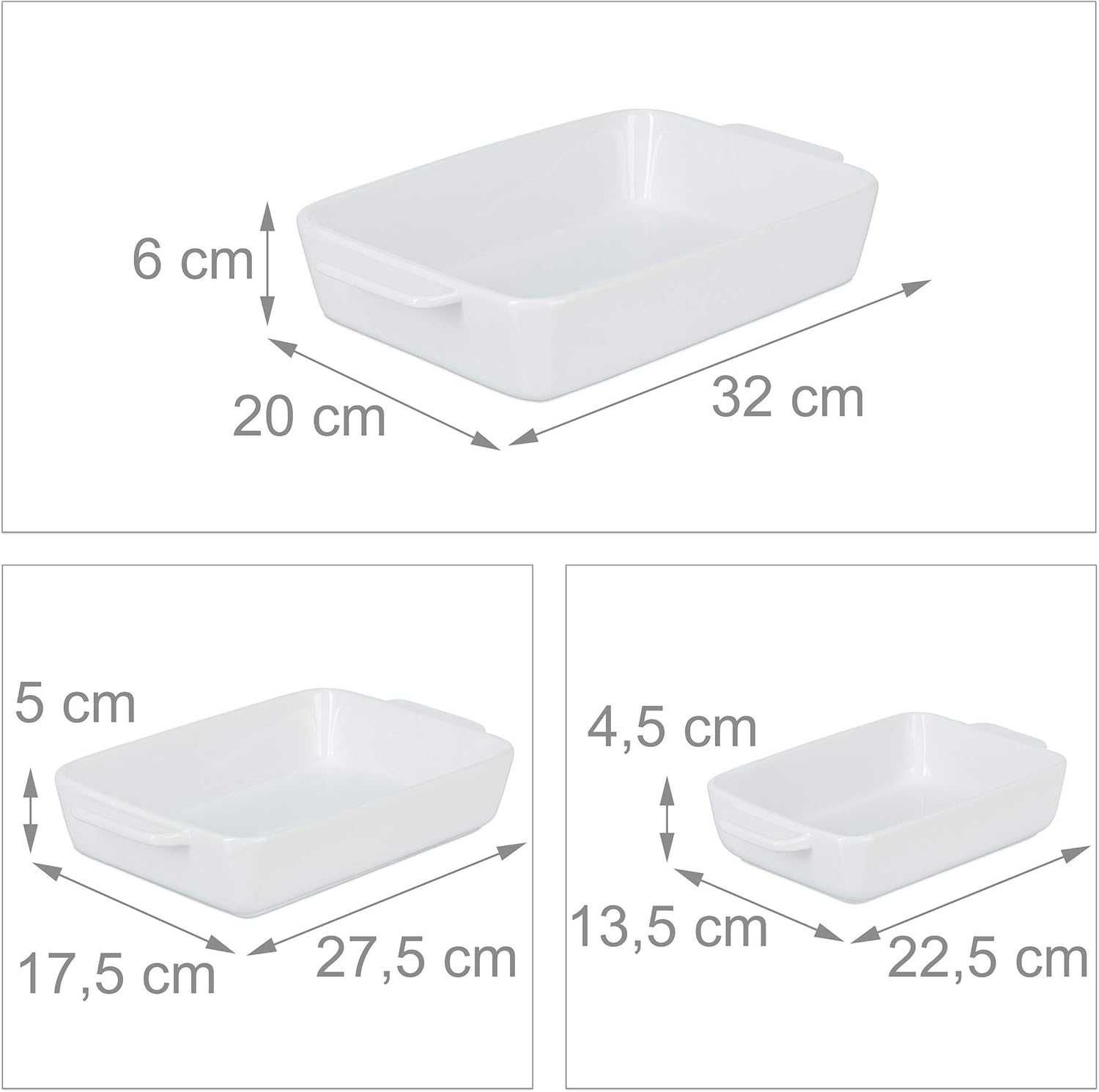 Relaxdays Zestaw 3szt form do zapiekania  600/1000/1700ml białe