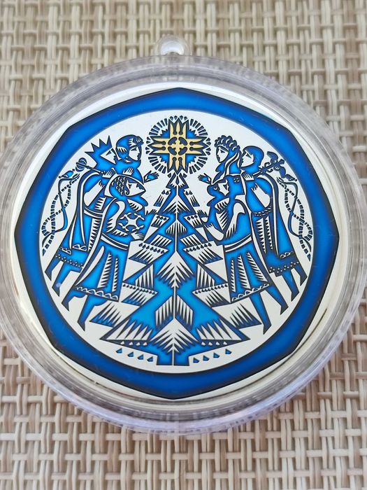 Новорічна іграшка.  Срібна монета  925,0 вага 31.1