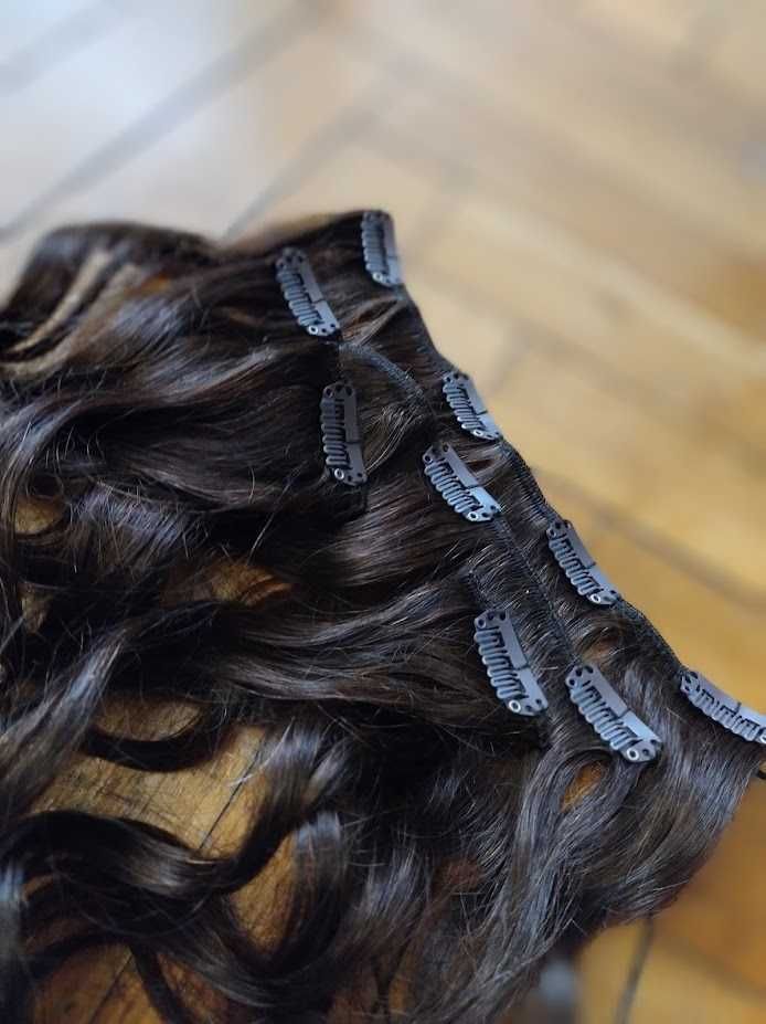 Zestaw włosów naturalnych clip in ok 35/40 cm loki