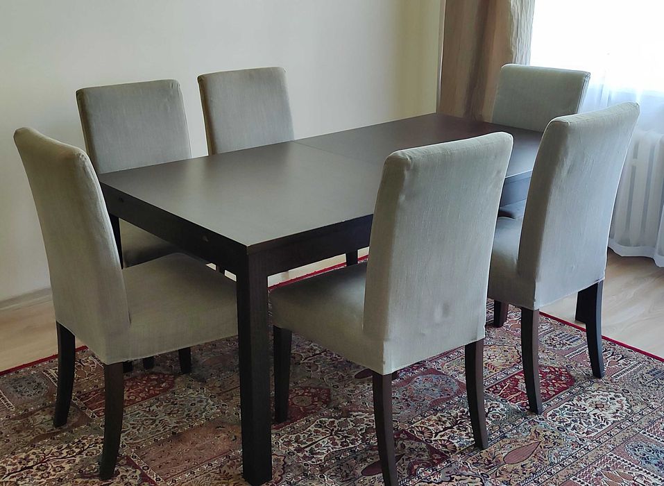 Stół Ikea Bjursta rozkładany 175-261/95/74 + 6 krzeseł Ikea Henriksdal