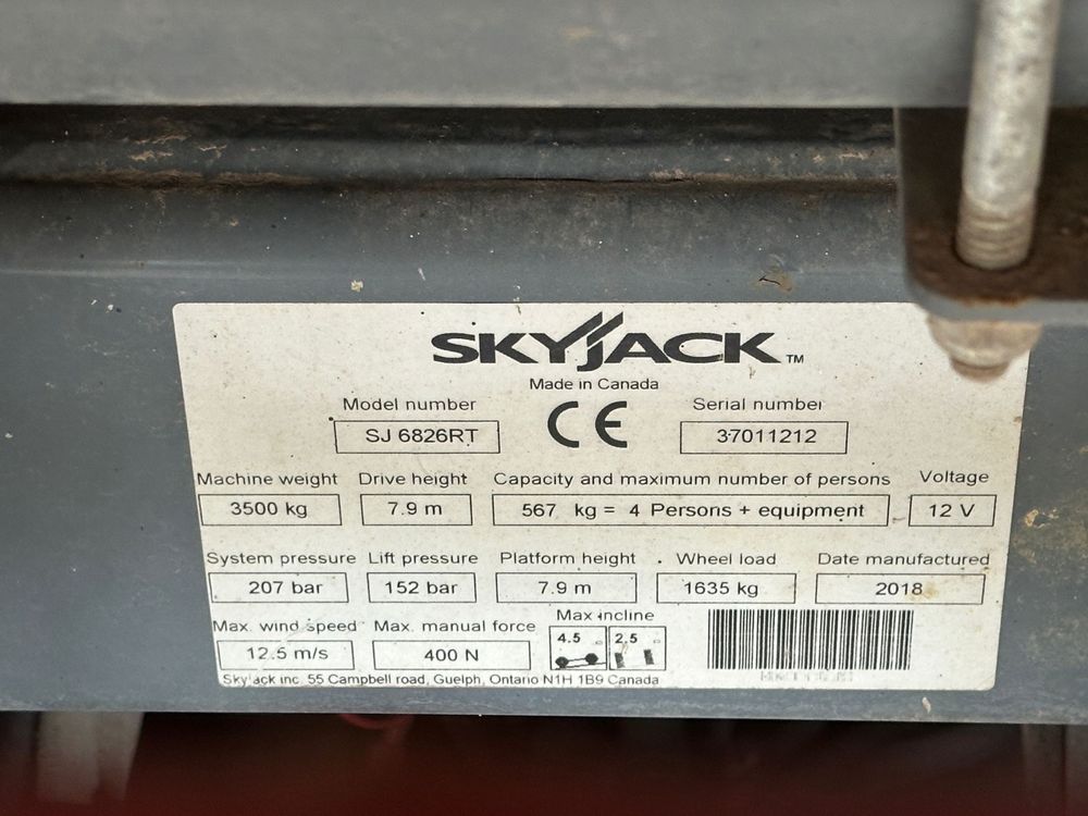 Podnośnik Skyjack SJ6826 RT Diesel rok 2018. JGL, z UDT !