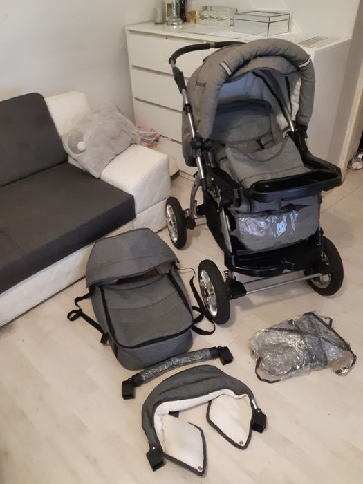 Wózek 2w1 3w1 siwy siwo szary uniwersalny
