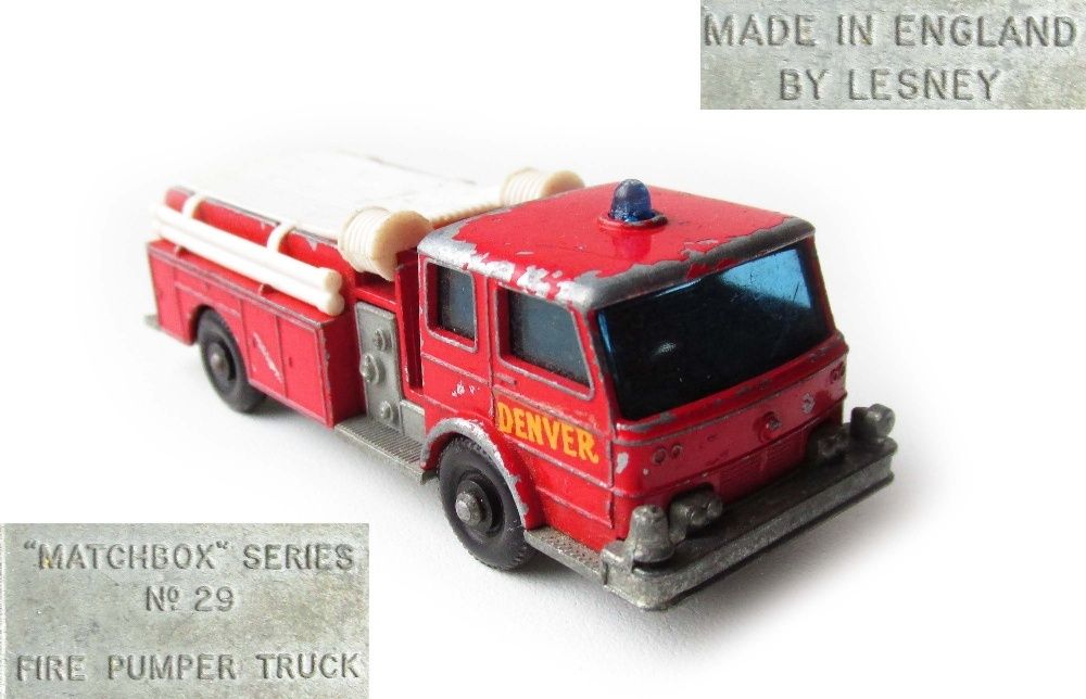MATCHBOX модель Матчбокс 29 Fire Pumper Truck пажарная 1960 год.