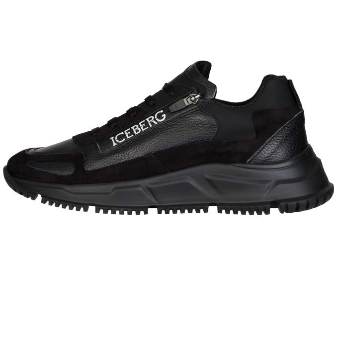 ICEBERG skórzane włoskie sneakersy NOWOŚĆ BLACK