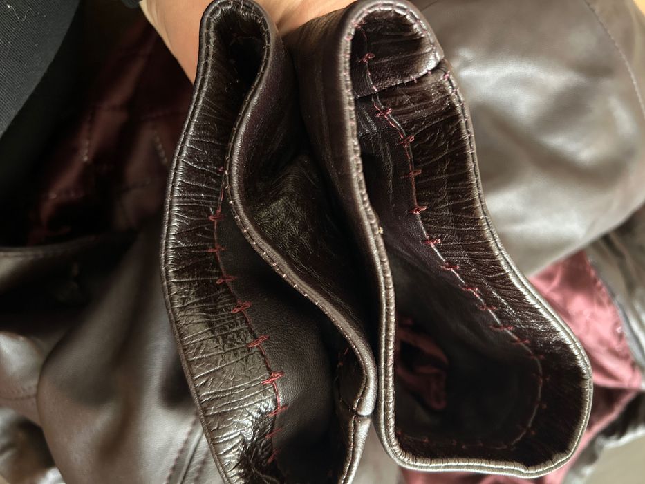 Шкіряний плащ з теплою підкладкою