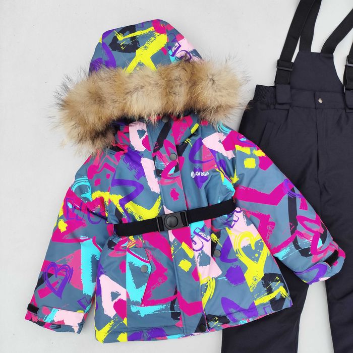 Зимовий дитячий комплект термокомбінезон для дівчинки 110-134 мембрана