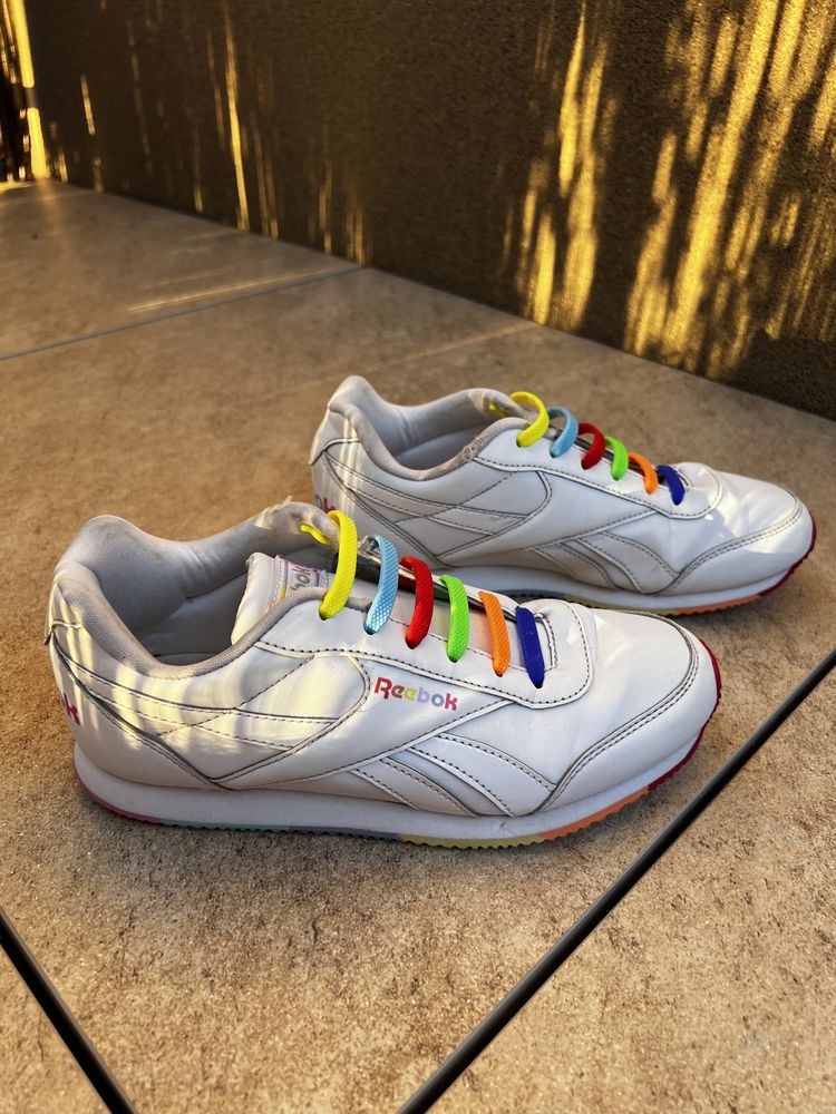 Dziecięce buty Reebok EH0981, rozm. 35, biało/kolorowe, stan bdb. !!!