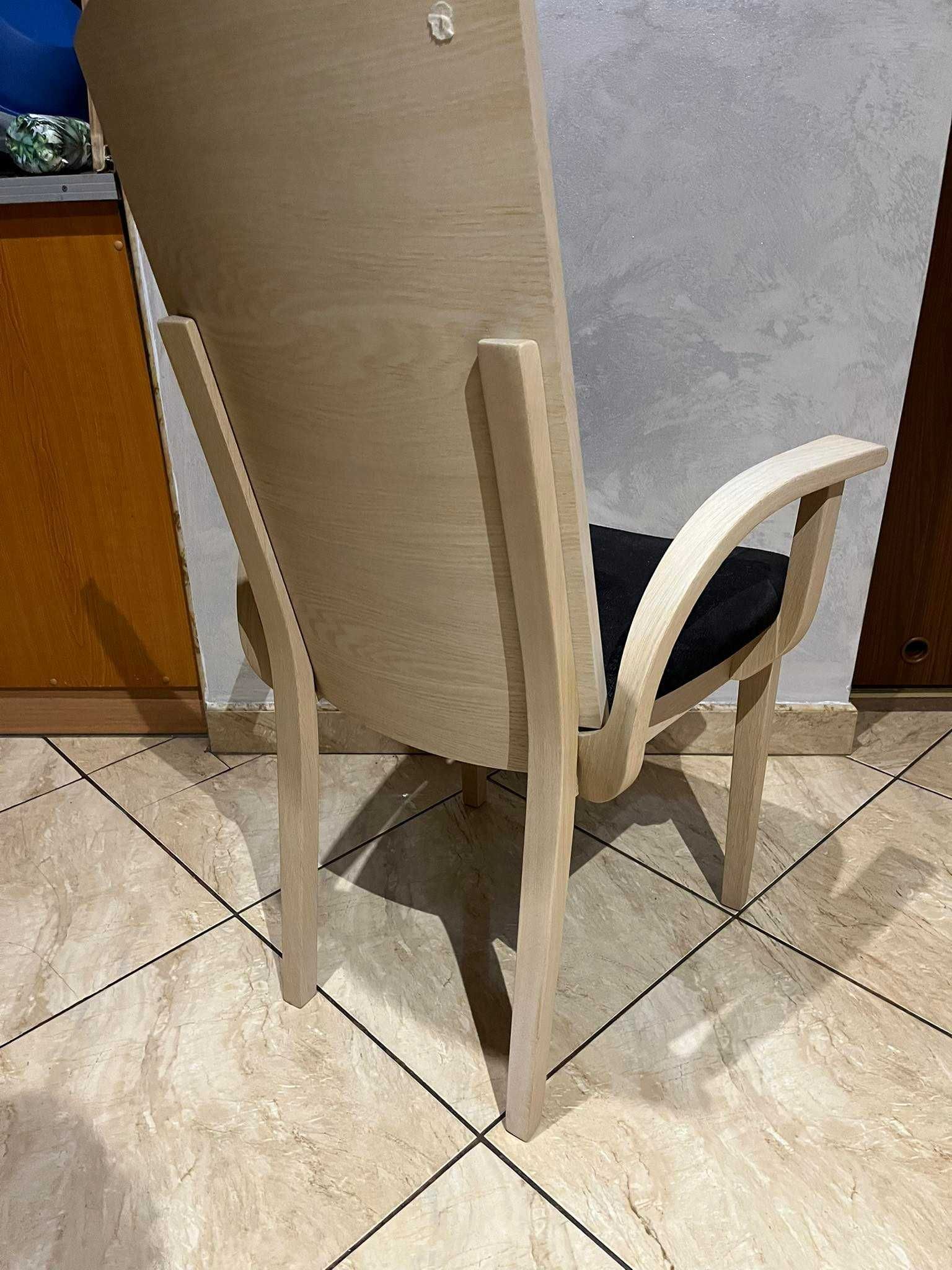 Zestaw Stół Bari Bielony lite drewno dąb Classic 160 (250) + krzesła