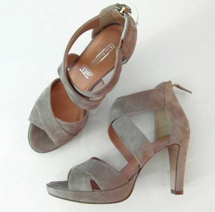 Zamszowe szpilki 5th Avenue - beż. Skóra naturalna