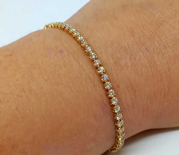 Złota bransoletka tenisówka z diamentami 1,18ct Pr.585 W:5,14gr 18cm