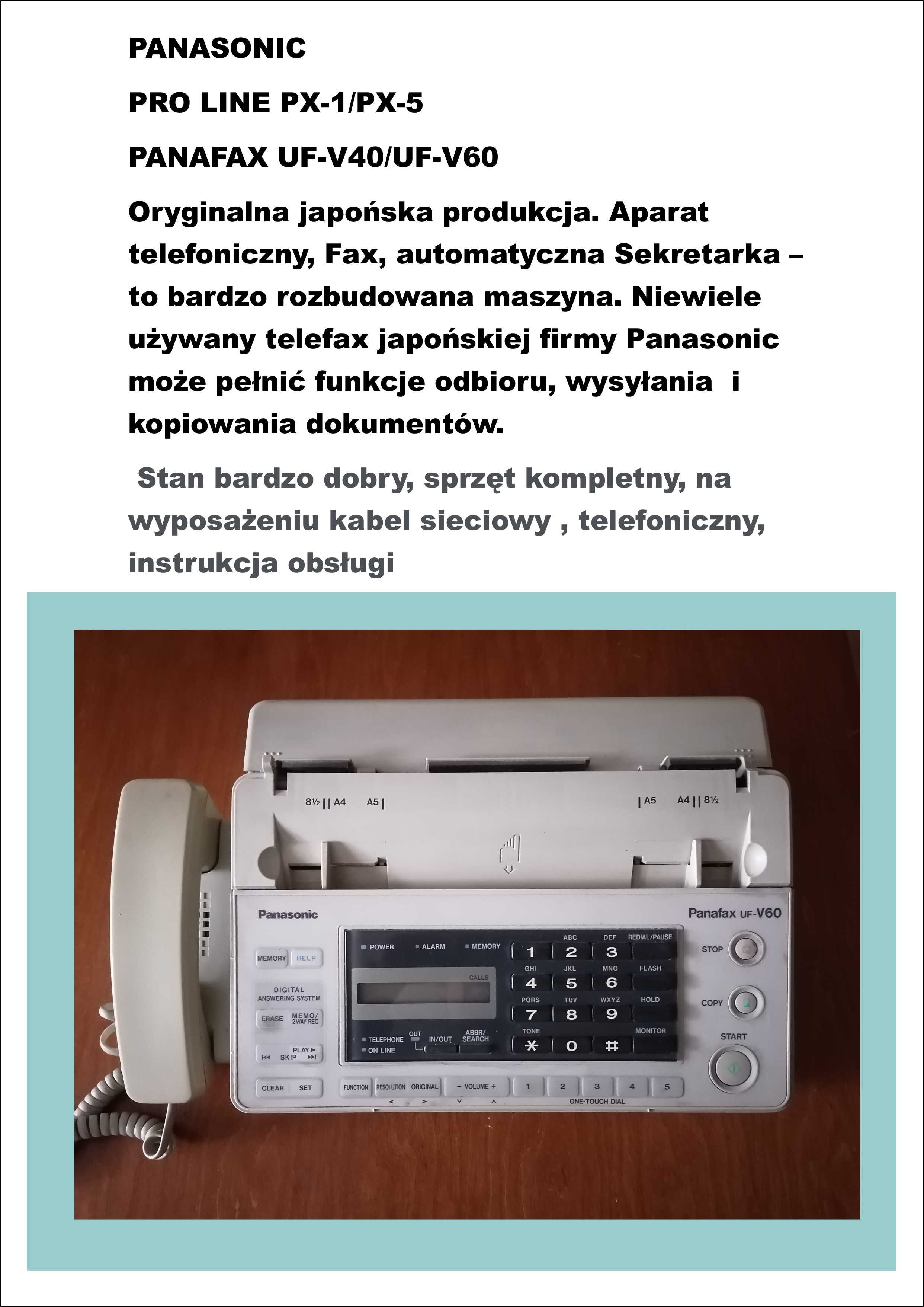 Telefax PANASONIC japoński - stan bardzo dobry, pełne wyposażenie