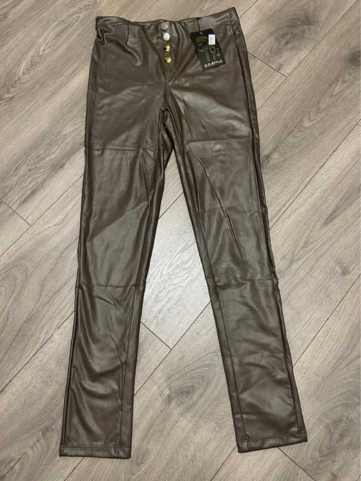 Nowe D.D. Style 40 L legginsy brązowe czekolada eko skórka ocieplane