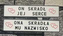 Tablice rejestracyjne ślubne