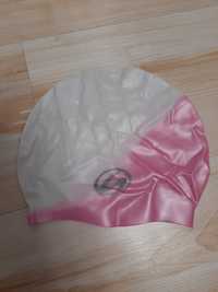 Czepek biało-różowy silikonowy dla dziewczynki