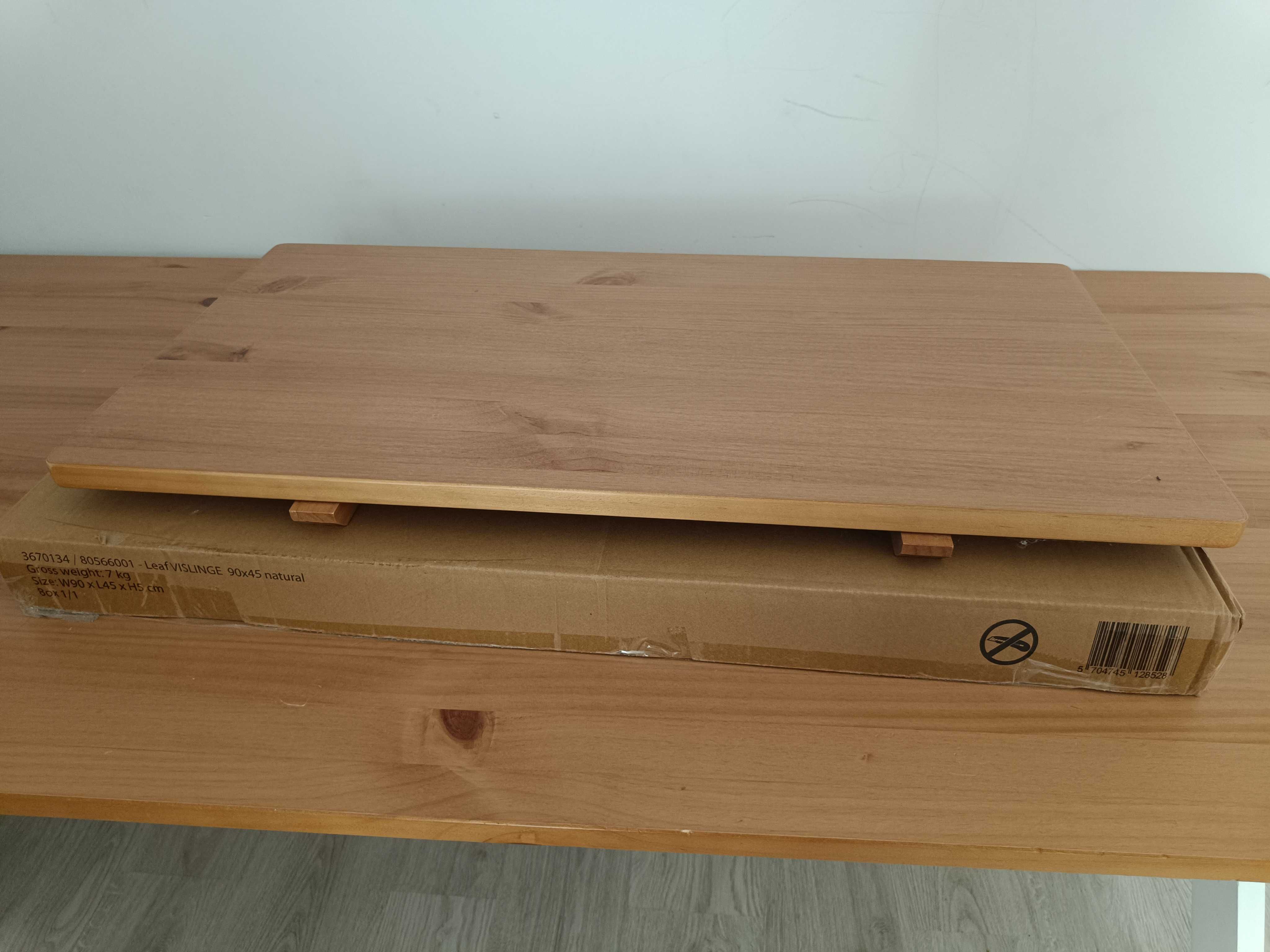 Stół VISLINGE 90x190 cm + 2 dodatkowe blaty 90x45 cm naturalny biały