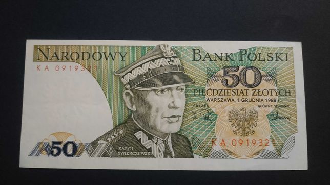 Banknot 50 zł 1988 rok seria KA