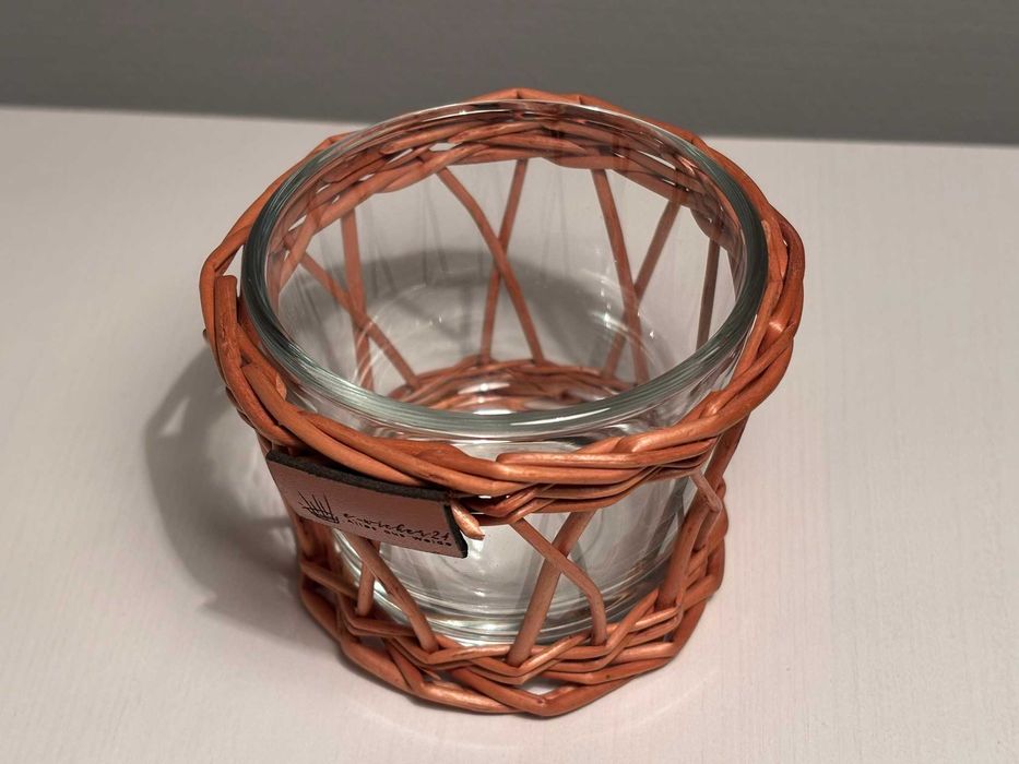 NOWA Osłonka na świeczkę/tealight w wiklinowej osłonce