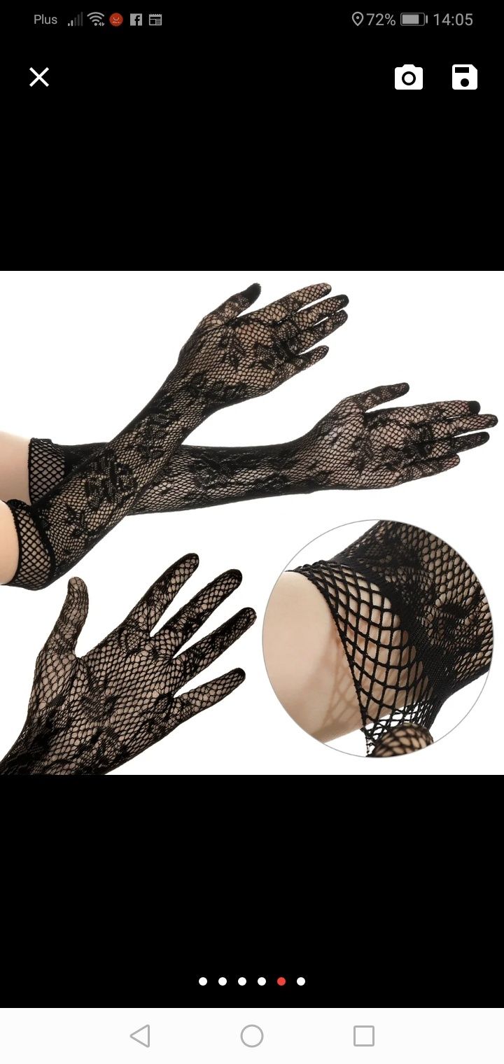 Rękawiczki koronkowe czarne długie