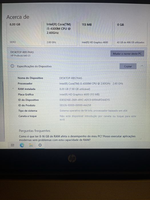 HP ProBook i5-4300M 8GB Ram