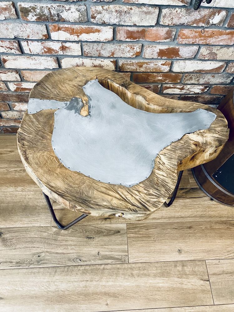Stół stolik kawowy z korzenia plaster drewna retro vintage drewniany