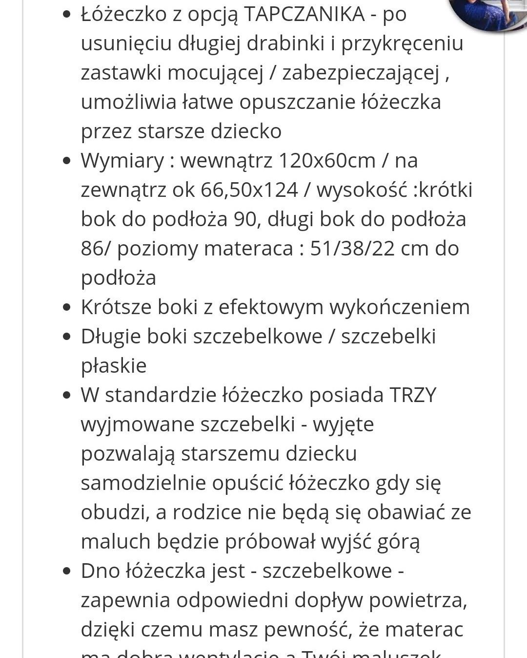 Łóżko 3w1 tapczanik łóżeczko niemowlęce materac kojec dostawka