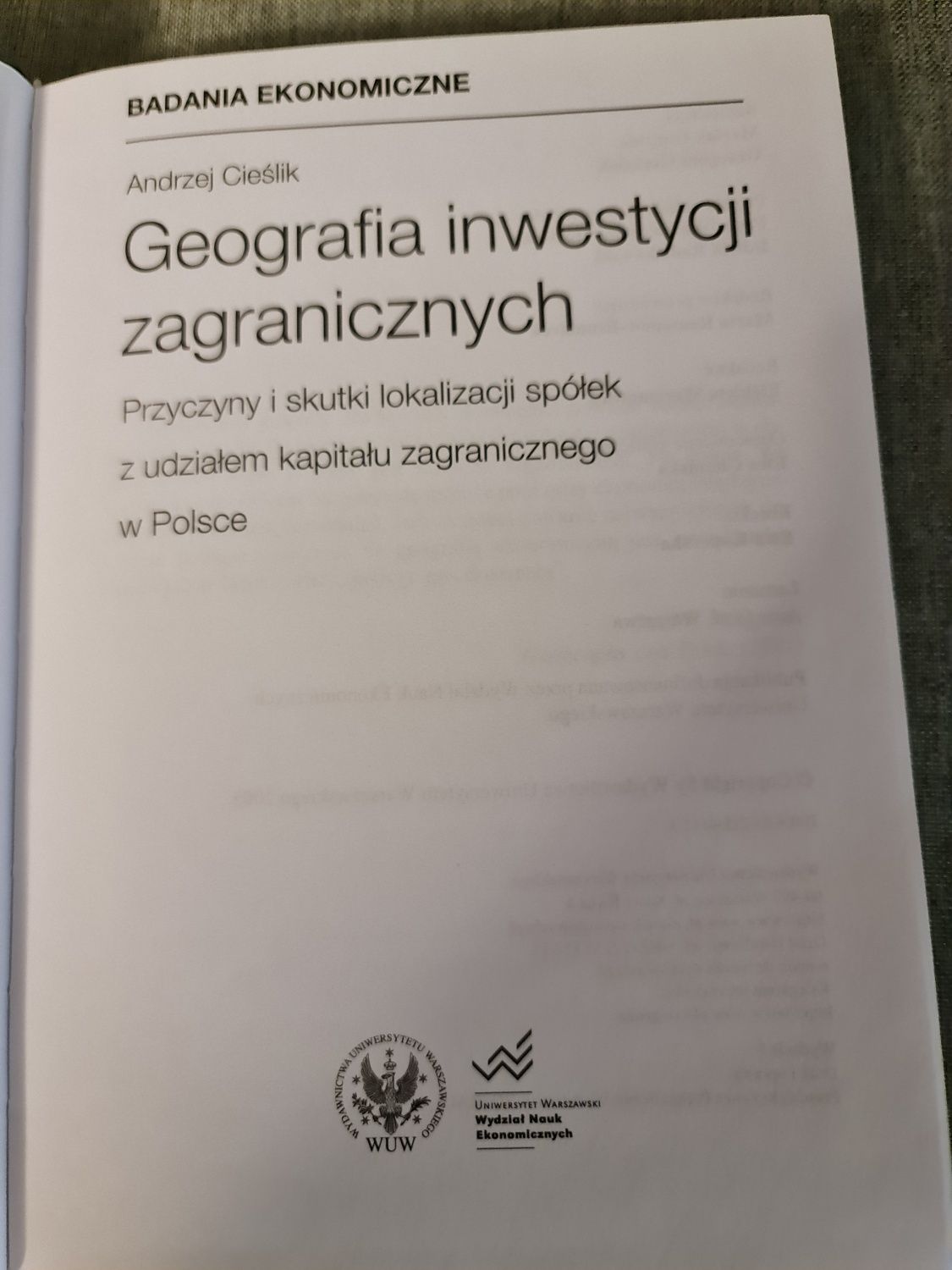 Geografia inwestycji zagranicznych - A. Cieślik