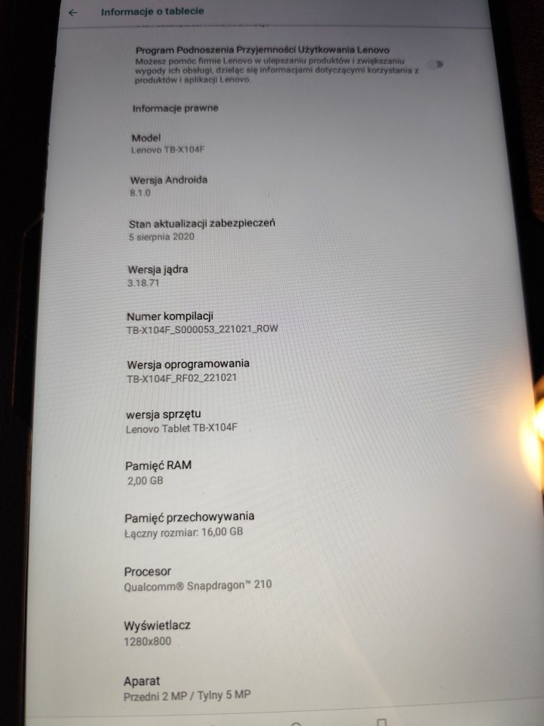 Tablet Lenovo Tab E10 2/16GB + 2 kable + rysik + etui