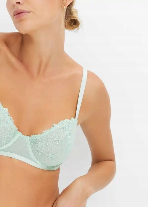 B.P.C biustonosz miękki na fiszbinie miętowo pistacjowy koronkowy 85A.